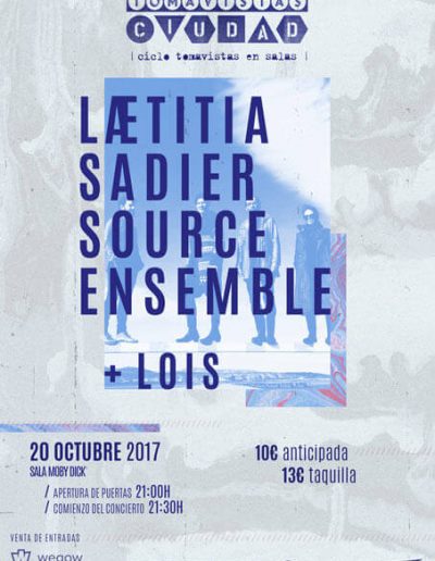 Cartel concierto Laetitia Sadier Source Ensemble y Lois en Tomavistas Ciudad